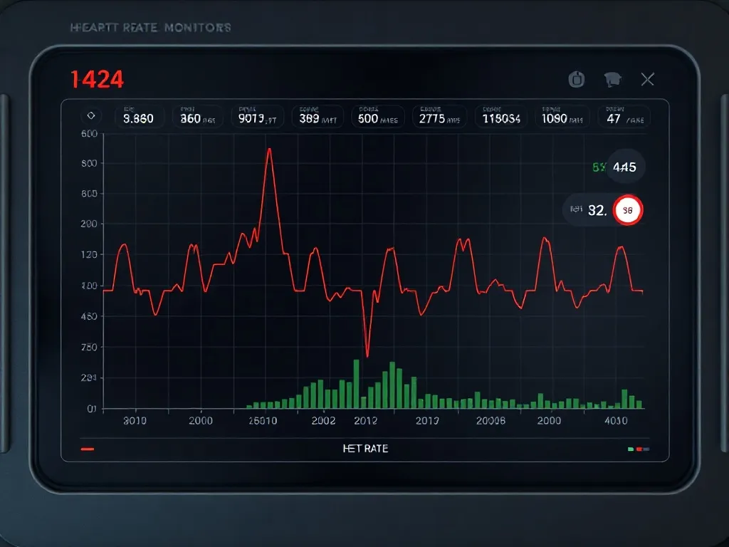 A professional digital heart rate monitor interface showing